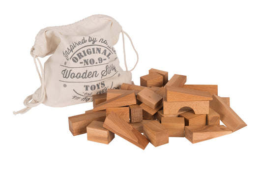 Wooden Blocks In Sack XL - 30 pcs Natural