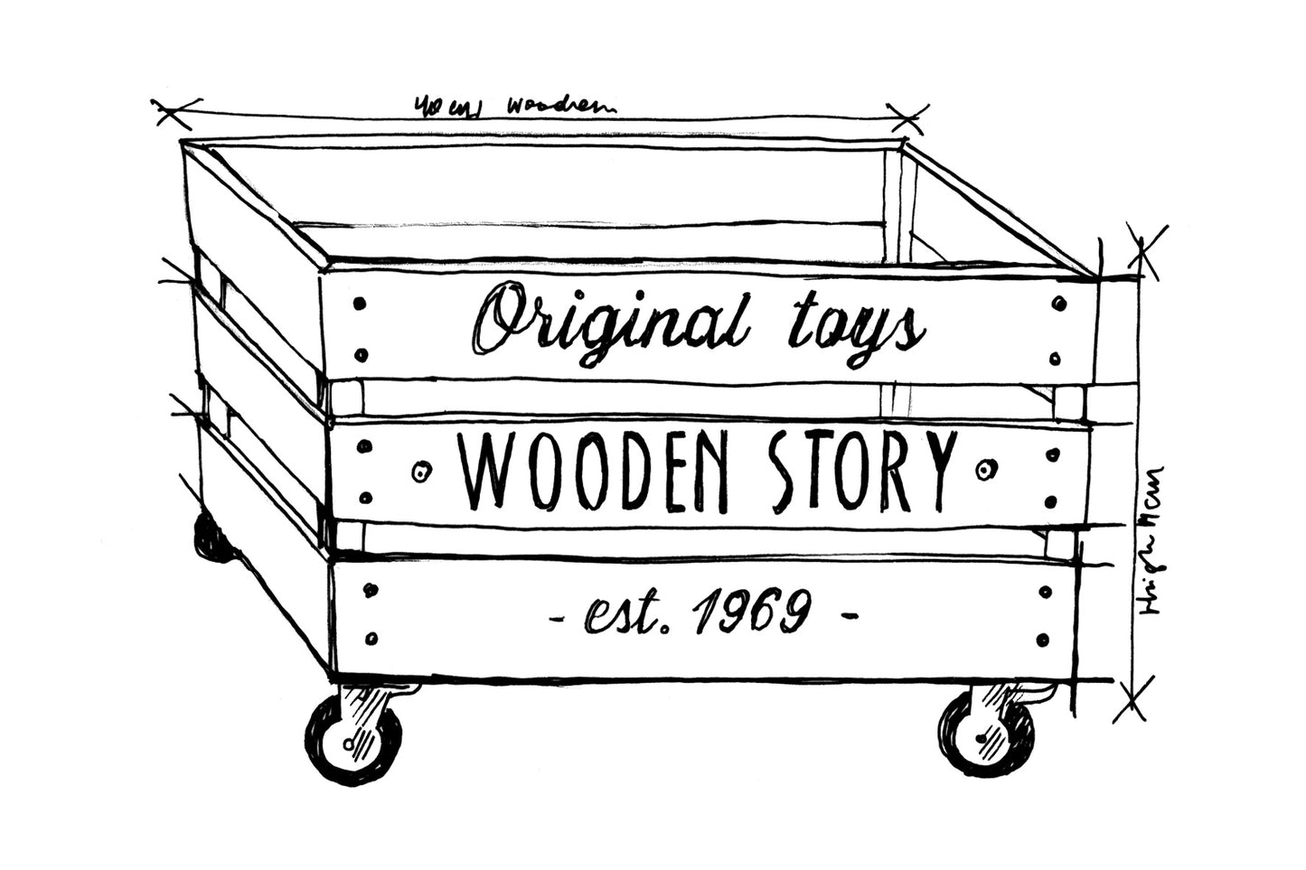 Wooden Storage Crate On Wheels - 1