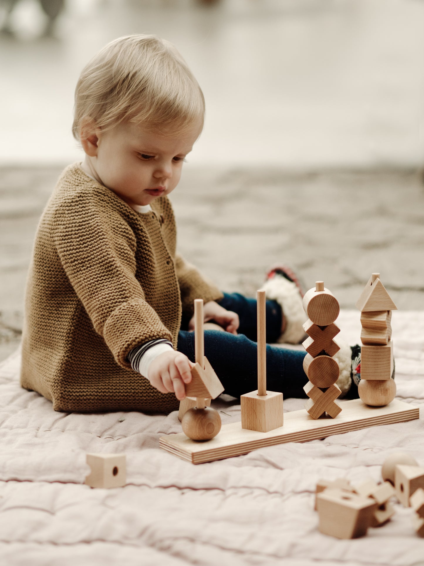 Stacking Montessori Toy XL Natural