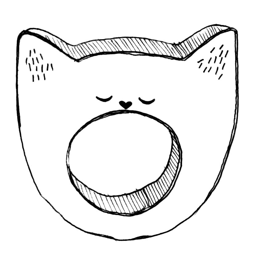 Wooden Teether Yawning Cat